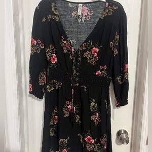 America Rag black floral lace up dress xl